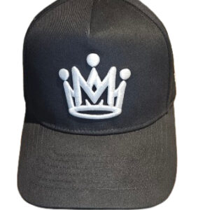 Crown Snapback, Blue Bottom Edition - front view with the white embroidered Malandro crown logo on a black cap