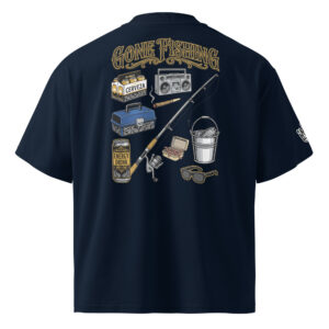 Gone Fishing Essentials - Malandro Loteria shirt (french navy, back)